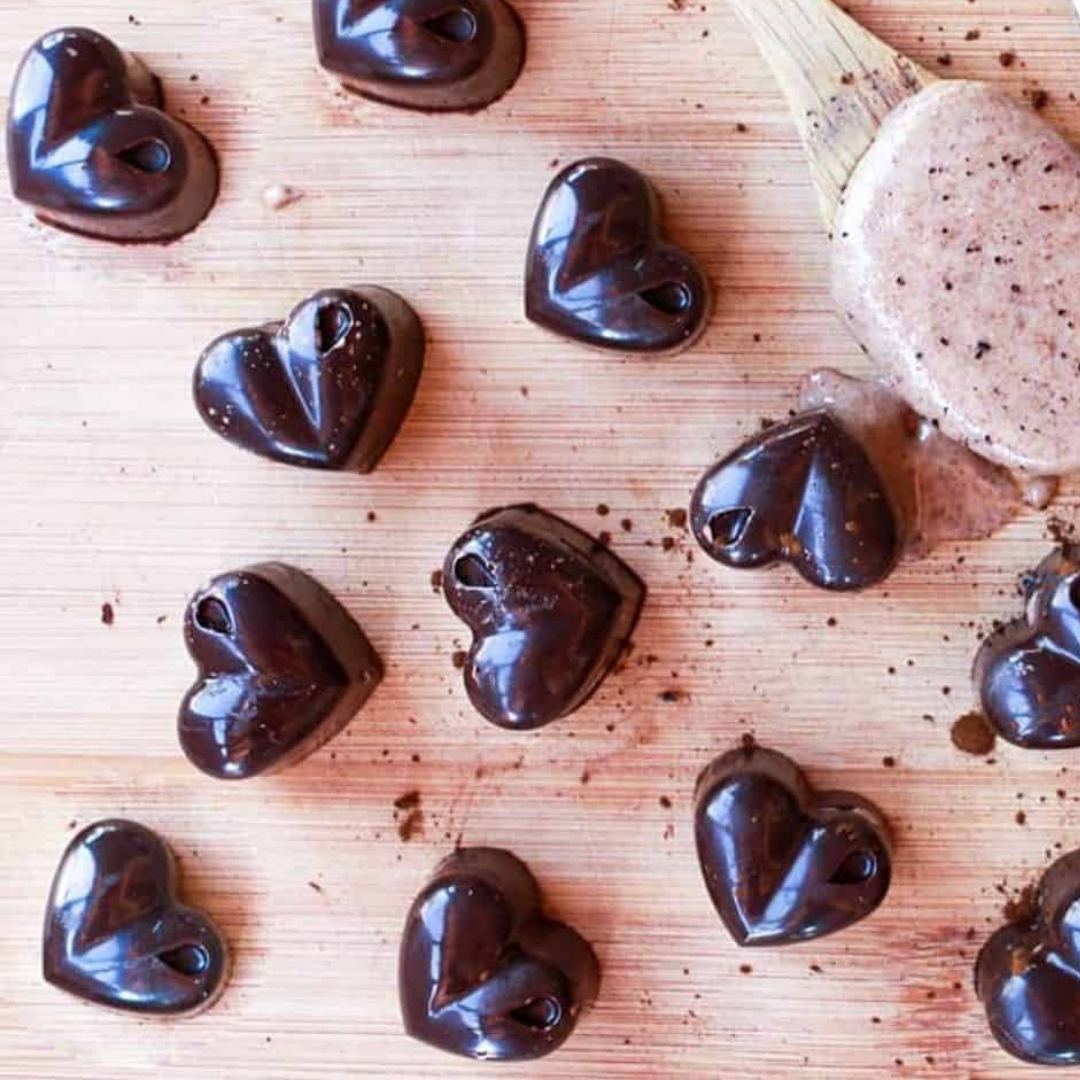 Almond Butter Stuffed Chaga Chocolates