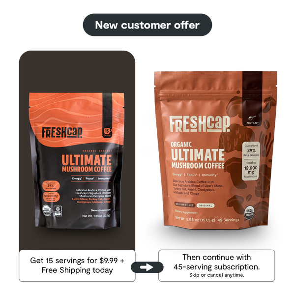 Ultimate Mushroom Coffee: 15-servings on 1st Purchase & 45-servings on Renewal